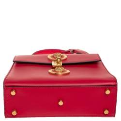 Versace Red Leather Icon Medusa Top Handle Bag