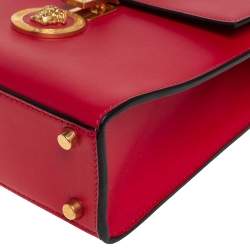 Versace Red Leather Icon Medusa Top Handle Bag