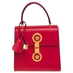 Versace Red Leather Icon Medusa Top Handle Bag