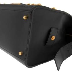 Pre Owned حقيبة يد فيرساتشي مرصعة ميدوسا تربيوت جلد أسود