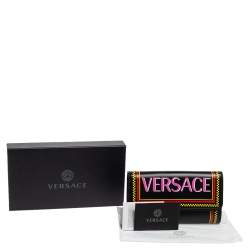 Pre Owned Versace Black Leather Vintage Logo Flap Continental Wallet