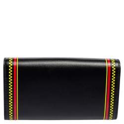 Pre Owned Versace Black Leather Vintage Logo Flap Continental Wallet