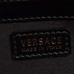 Pre Owned Versace Black Leather Vintage Logo Flap Continental Wallet
