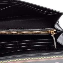 Pre Owned Versace Black Leather Vintage Logo Flap Continental Wallet