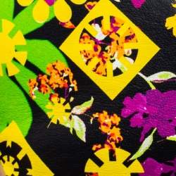 Pre Owned حقيبة كروس فيرساتشي بلازو جلد سوداء طبعة زهور