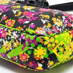 Pre Owned حقيبة كروس فيرساتشي بلازو جلد سوداء طبعة زهور