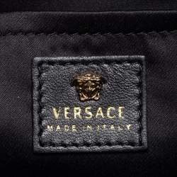 Pre Owned حقيبة كروس فيرساتشي بلازو جلد سوداء طبعة زهور