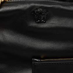 Pre Owned Versace Black Leather Medusa Head Tote