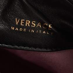 Pre Owned Versace Black Leather Medusa Head Tote