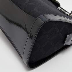 Versace Black Monogram Nylon and Patent Leather Medusa Frame Satchel