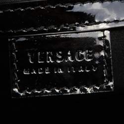 Versace Black Monogram Nylon and Patent Leather Medusa Frame Satchel