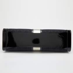 Versace Black Monogram Nylon and Patent Leather Medusa Frame Satchel