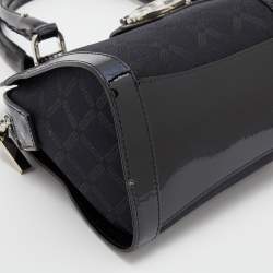 Versace Black Monogram Nylon and Patent Leather Medusa Frame Satchel