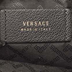 Pre Owned Versace Black Leather Medusa Wristlet Zip Pouch