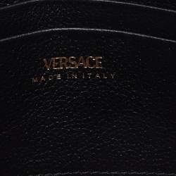 Pre Owned Versace Black Leather La Medusa Wristlet Clutch
