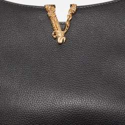 Versace Black Leather Virtus Hobo