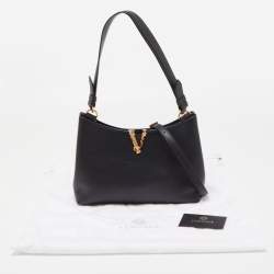 Versace Black Leather Virtus Hobo