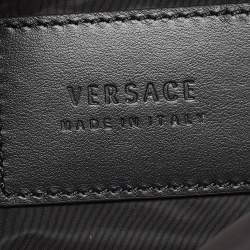 Pre Owned Versace Black/White Nylon Logo Slim Wristlet Pouch