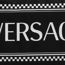 Pre Owned Versace Black/White Nylon Logo Slim Wristlet Pouch