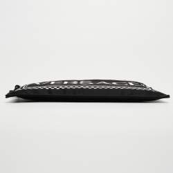 Pre Owned Versace Black/White Nylon Logo Slim Wristlet Pouch