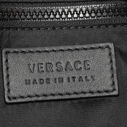 Versace Brown/Black Leopard Print Nylon Zip Wristlet Pouch