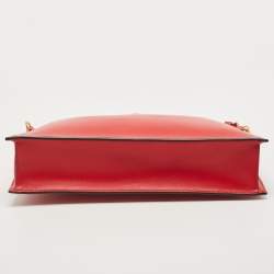 Pre Owned Versace Red Leather Medusa Zip Wristlet Pouch