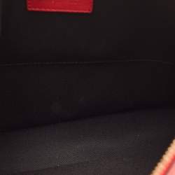Pre Owned Versace Red Leather Medusa Zip Wristlet Pouch