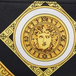 Pre Owned Versace Black/Gold Baroque Medusa Print Nylon Wristlet Pouch