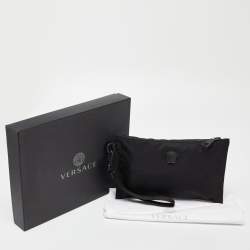 Versace Black Nylon Medusa Wristlet Pouch