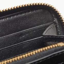 Pre Owned Versace Black Leather Logo Zip Around Continental Wallet