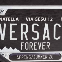 Pre Owned Versace Black Leather Number Plate Wristlet Pouch