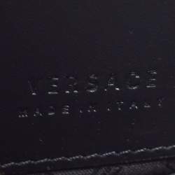 Pre Owned Versace Black Leather Number Plate Wristlet Pouch