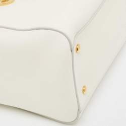 Versace White Leather Large Medusa Medallion Tote