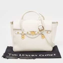 Versace White Leather Large Medusa Medallion Tote