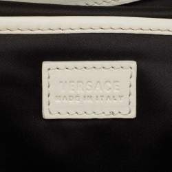 Versace White Leather Large Medusa Medallion Tote