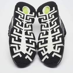 Pre Owned Versace Black Lurex Fabric and Leather Trigreca Sneakers Size 38