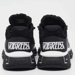 Pre Owned Versace Black Lurex Fabric and Leather Trigreca Sneakers Size 38