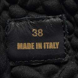 Pre Owned Versace Black Lurex Fabric and Leather Trigreca Sneakers Size 38