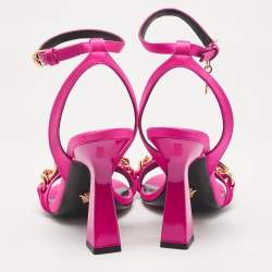 Versace Pink Satin Medusa Chain Ankle Strap Sandals Size 36