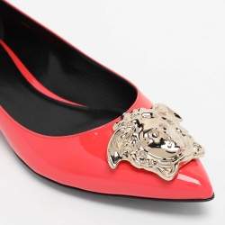 Pre Owned Versace Pink Patent Leather Medusa Ballet Flats Size 38.5