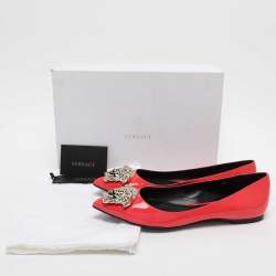 Pre Owned Versace Pink Patent Leather Medusa Ballet Flats Size 38.5