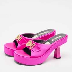 Pre Owned Versace Purple Satin Slide Sandals Size 39