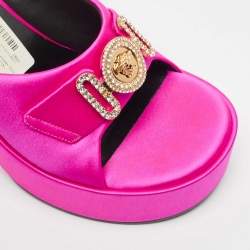 Pre Owned Versace Purple Satin Slide Sandals Size 39