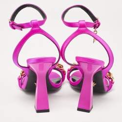 Versace Pink Satin Medusa Ankle Strap Sandals Size 36