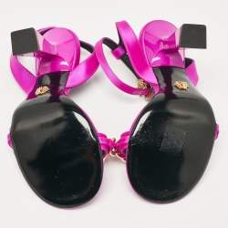 Versace Pink Satin Medusa Ankle Strap Sandals Size 36