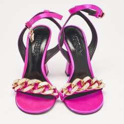 Versace Pink Satin Medusa Ankle Strap Sandals Size 36