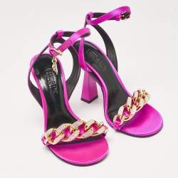Versace Pink Satin Medusa Ankle Strap Sandals Size 36