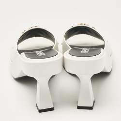 Versace White Leather Medusa Biggie Mules Size 39