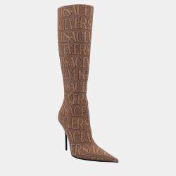 Versace Brown Canvas Boots EU 36