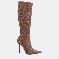 Versace Brown Canvas Boots EU 36